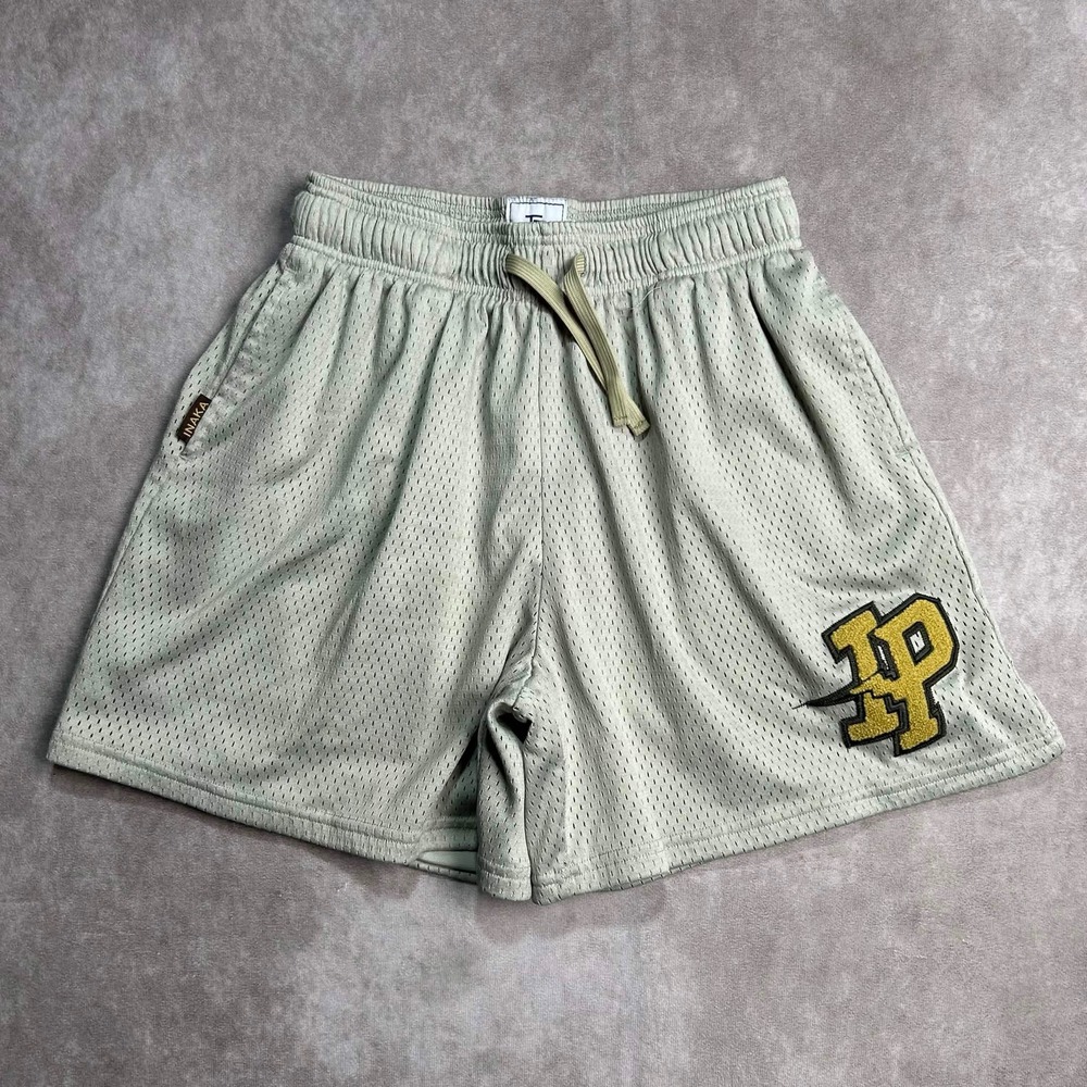 Inaka Power Mens Mesh Basketball Shorts Sage Green IP Logo Gym Workout Large